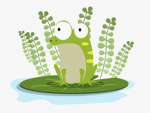绿色噘嘴蹲坐在荷叶上的青蛙免抠
