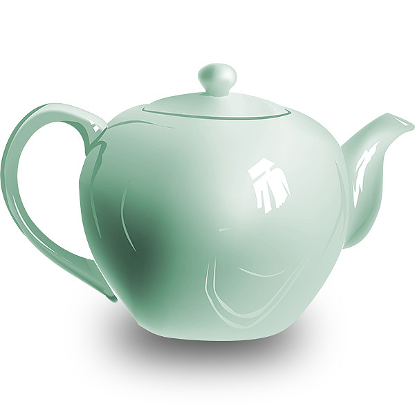 淡绿色陶瓷茶壶