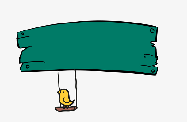 矢量卡通绿色手绘小鸟标题栏