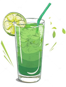 绿色手绘美味柠檬水海报