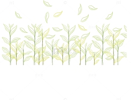 手绘风飞舞的茶叶花纹