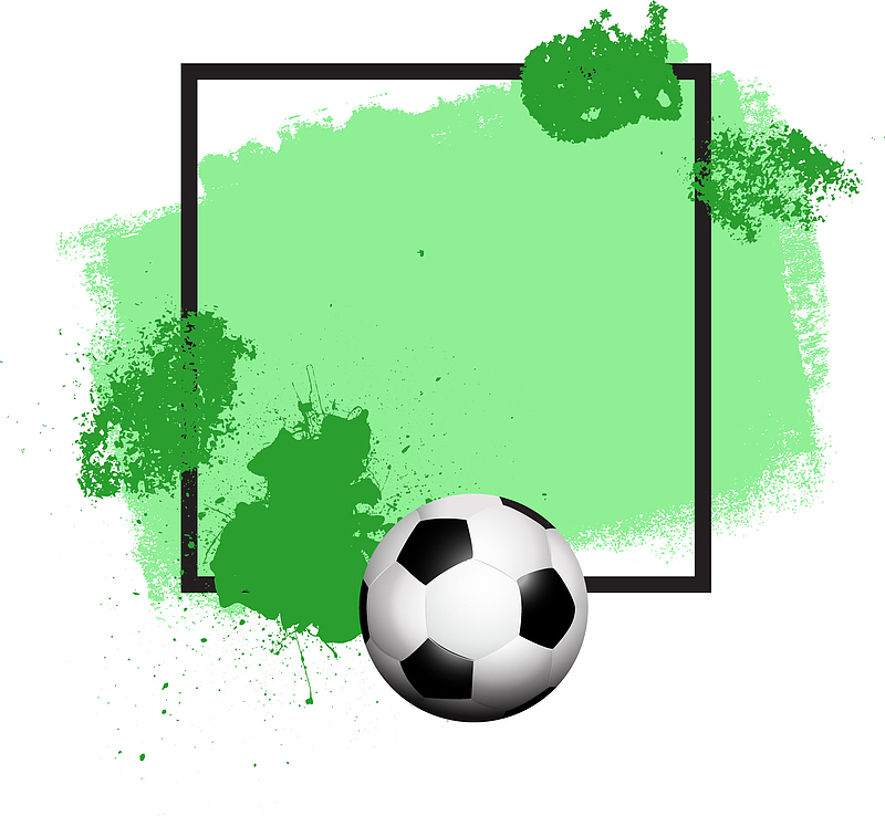 矢量手绘足球和绿色背景