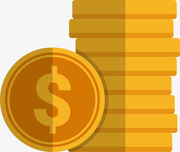 金色硬币矢量卡通扁平化