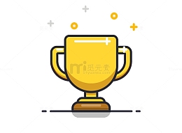 手绘卡通黄色奖杯