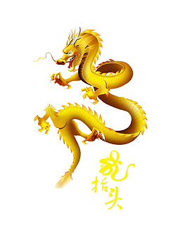 金色龙抬头龙王插画