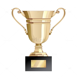 手绘卡通金色奖杯
