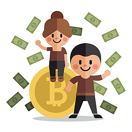 人物美元金色比特币矢量素材
