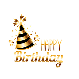 金色礼花碎片生日快乐标签