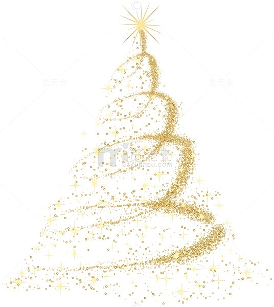 金色光点圣诞树PNG
