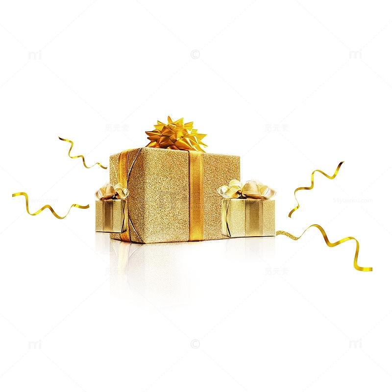 金色立体包装礼盒元素