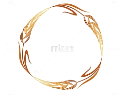 矢量创意精美金色麦穗花环