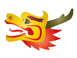 中国风手绘金色龙头中国风矢量下