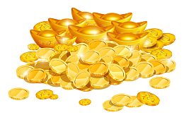金色元宝财富聚集