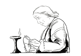 手绘古代油灯