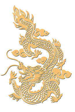 金色大龙浮雕插画