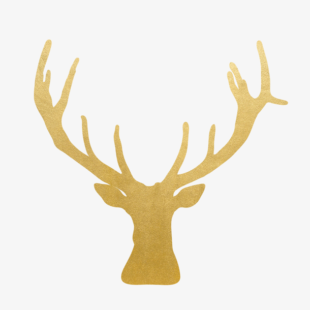 圣诞节金色渐变麋鹿角免抠素材