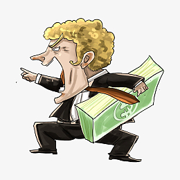 彩色手绘手拿美元的美国佬