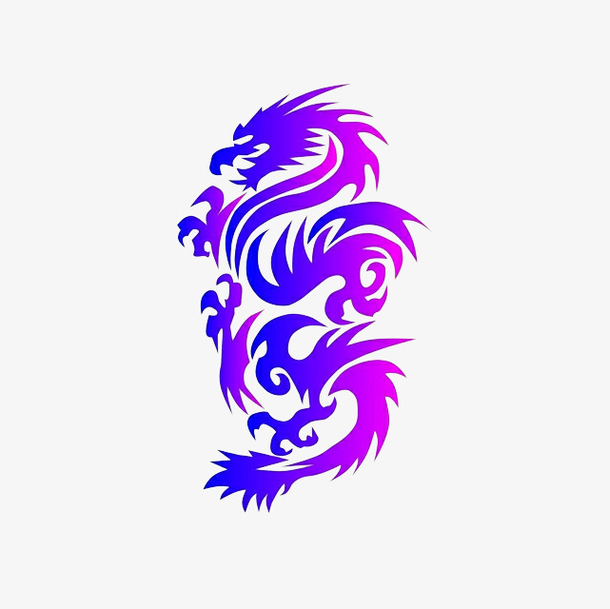 手绘紫色的龙