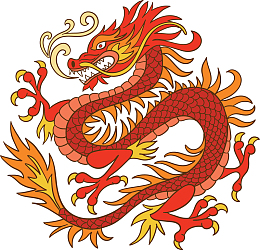 卡通红色中国龙纹