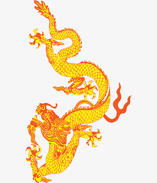 黄色手绘飞舞神龙png龙之火焰png黄色巨龙背景图psdjpg黄色可爱端午