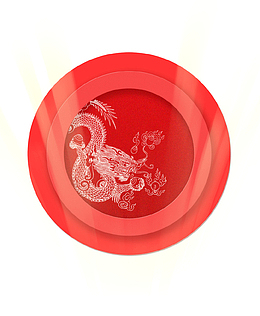 红色圆形龙抬头龙图案标志