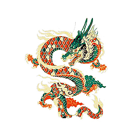 彩绘中国风创意龙王插画