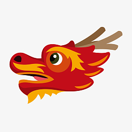 红色质感扁平化龙头元素