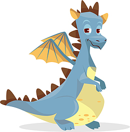 有翅膀的蓝色飞龙