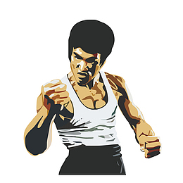 李小龙手绘素材图案