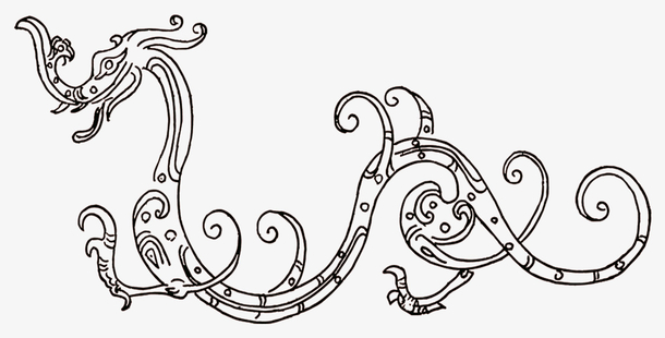 黑色线条龙背景装饰