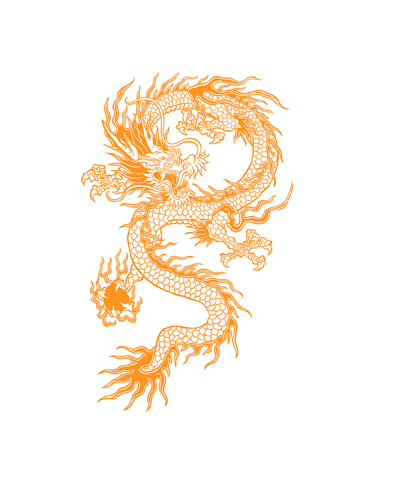 中国风手绘飞龙形象剪纸