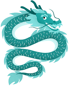 二月二龙抬头手绘插画蓝色中国风