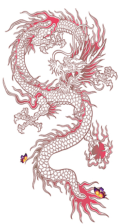 雅致的龙线描免抠素材