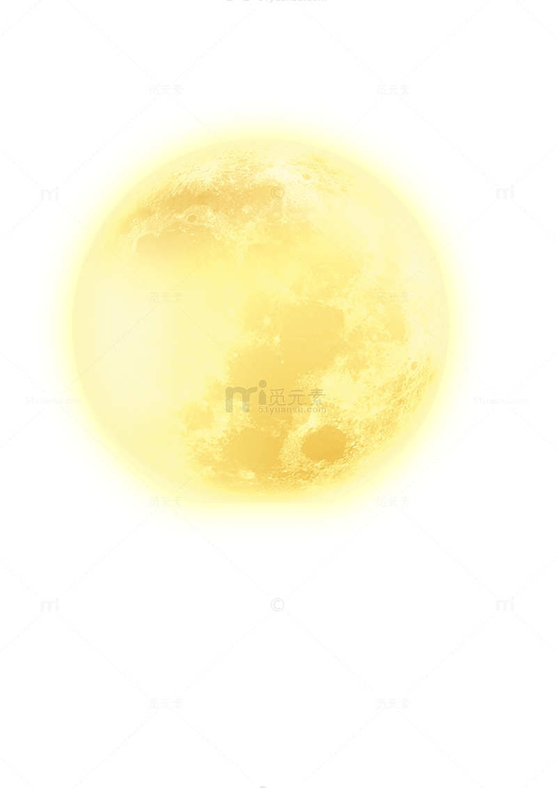 圆圆的金色月亮手绘图