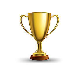 手绘卡通金色奖杯金奖