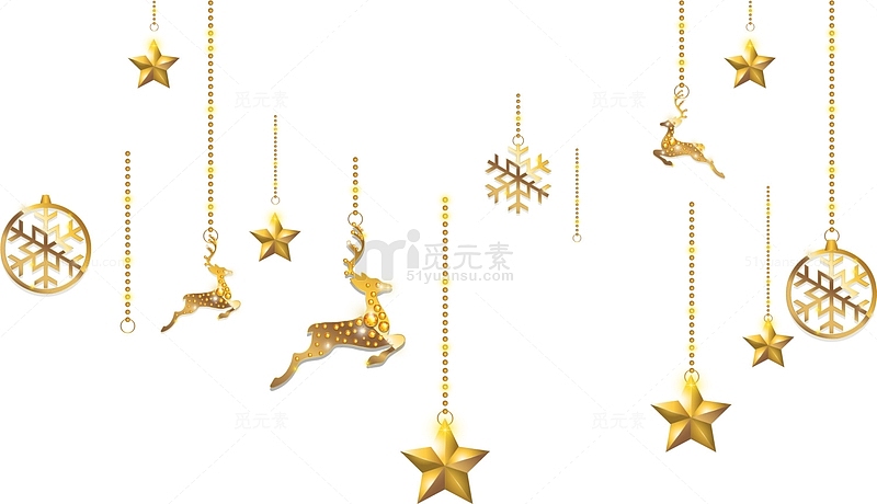 圣诞节金色麋鹿挂饰