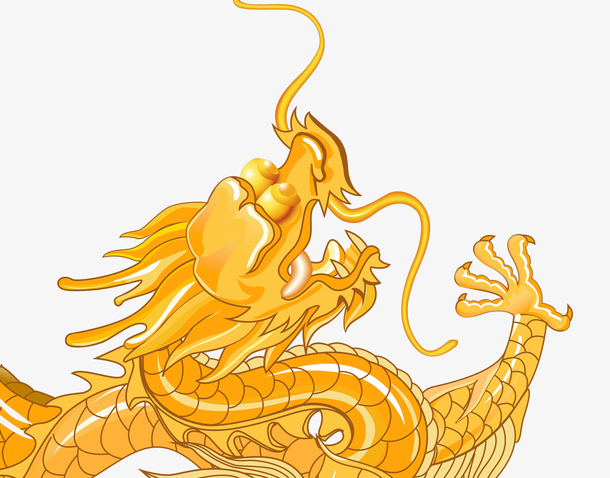 二月二龙抬头金色手绘龙头插图