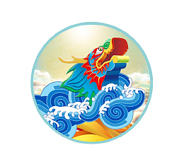 蓝色创意圆形龙抬头图标