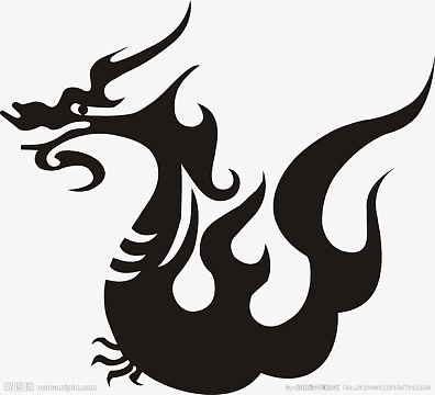 png中国古风龙图腾元素黑色免扣png红黑色中国风龙纹aipng黑色商代夔