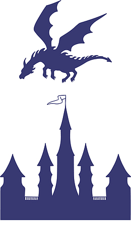 朝着城堡飞行的恶龙