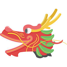 彩色龙头龙抬头卡通