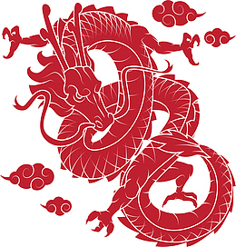 红色的中国风神龙