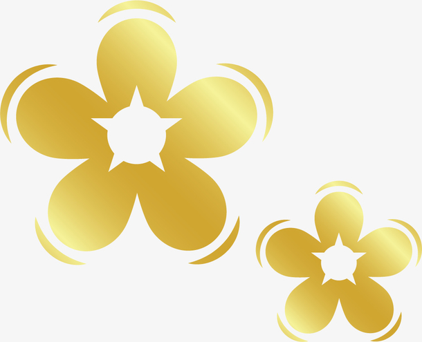 金色可爱花朵免抠素材
