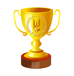 卡通手绘金色奖杯