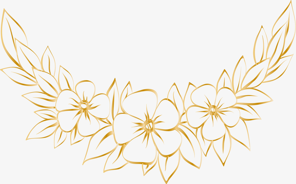 卡通金色花朵矢量图