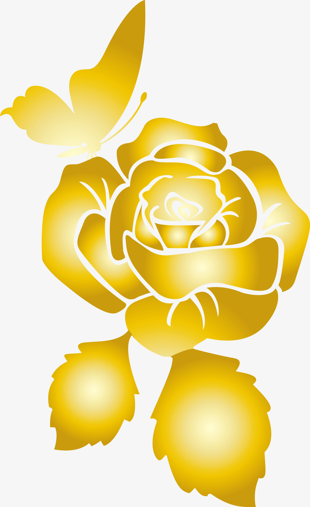 创意矢量金色卡通花朵图