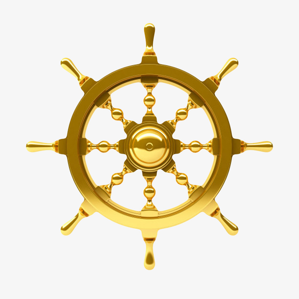 金色控制方向的发光的舵盘实物