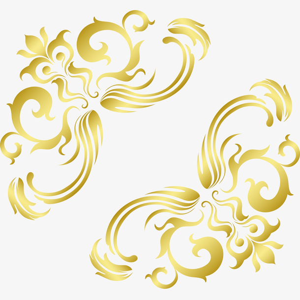 金色花纹免抠素材免费下载 觅元素51yuansu Com