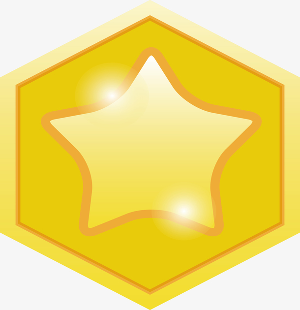 六边形金色星星徽章