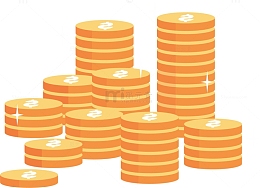 一堆叠放的金色钱币